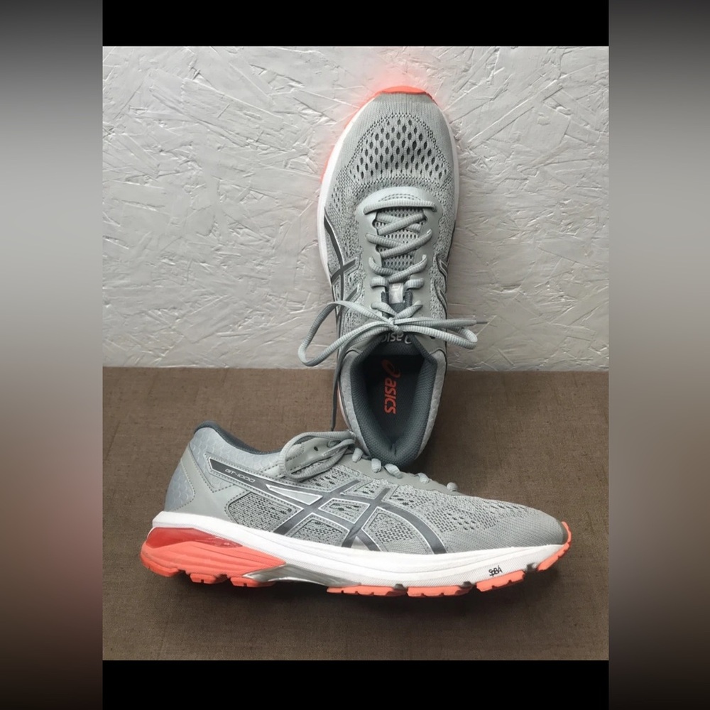 Excellent Asics GT-1000 6 Women's Running Shoes Size 10D (Wide) Gray Mesh Coral